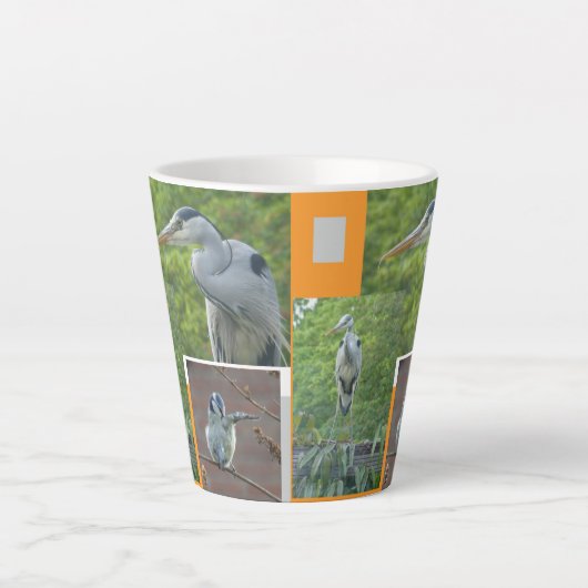 Heron en Little Bird Collage Latte Mok (Voorkant)