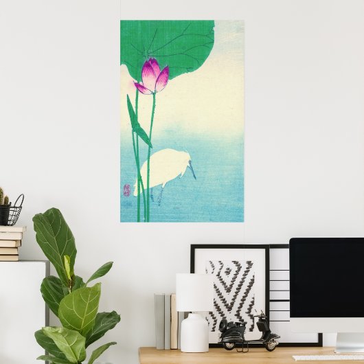 Heron en Lotus 1910 Poster (Thuiskantoor)