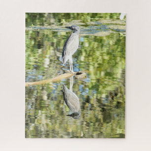 Heron (en reflectie) in de vijver; natuur legpuzzel
