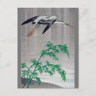 Heron Flying in Rain, Watanabe Seitei Briefkaart