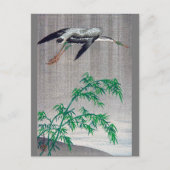 Heron Flying in Rain, Watanabe Seitei Briefkaart (Voorkant)