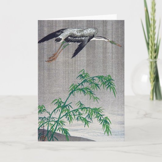 Heron Flying in Rain, Watanabe Seitei Kaart (Voorkant)