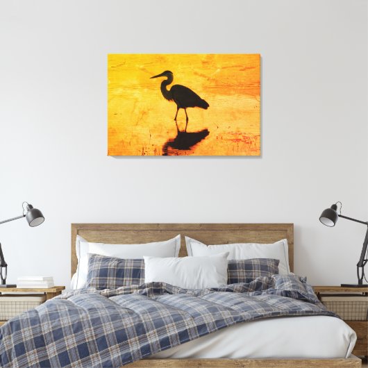 Heron Gold Sunset Canvas afdrukken (Insitu (Slaapkamer))