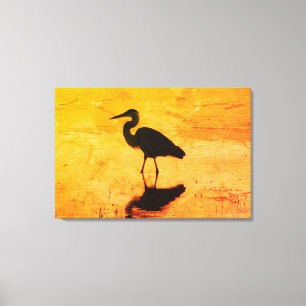 Heron Gold Sunset Canvas afdrukken
