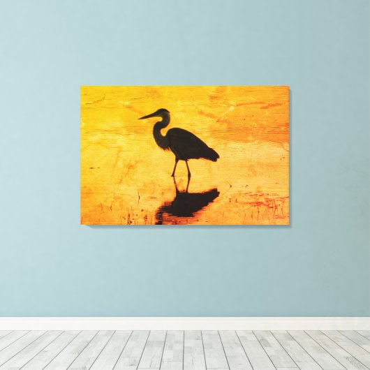 Heron Gold Sunset Canvas afdrukken (Insitu (Houten vloer))