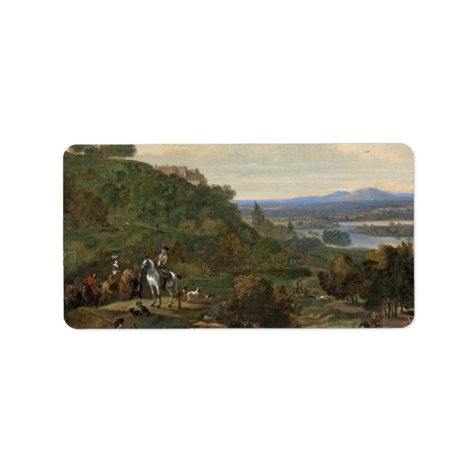 Heron Hawking Onder Stirling Kasteel C1690 Etiket (Voorkant)