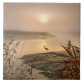 Heron Heaven - Landschap op het meer Tegeltje (Voorkant)