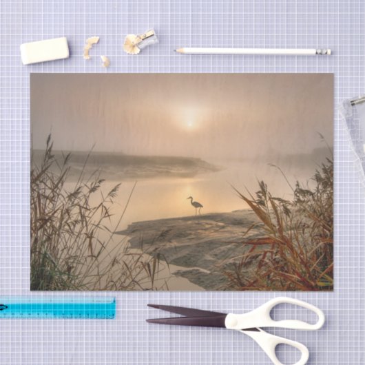 Heron Heaven - Landschap op het meer Tissuepapier (Craft)