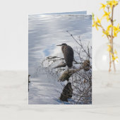 Heron in de spiegel kaart (Gele Bloem)