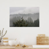 Heron in een Misty Mountain Landscape Poster (Keuken)