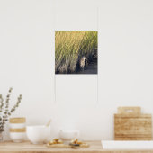 Heron in het gras Poster (Keuken)