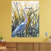 Heron in het onkruid Wild Natuur Art Canvas Afdruk (Insitu (Woonkamer))