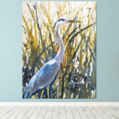 Heron in het onkruid Wild Natuur Art Canvas Afdruk (Insitu (Houten vloer))