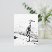 Heron In Ink Briefkaart (Staand voorkant)