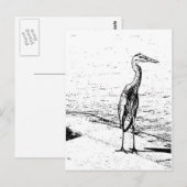 Heron In Ink Briefkaart (Voorkant / Achterkant)