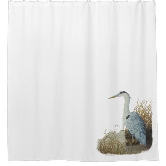 Heron in Marsh Edge Shower Curtain Douchegordijn (Voorkant)