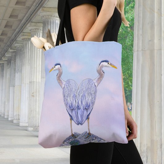 Heron in moderne stijl tote bag