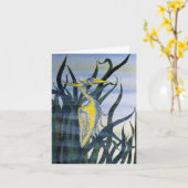 Heron in Reeds Note Kaart (Gele Bloem)