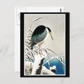 Heron in sneeuw, kunst van het Briefkaart van Ohar (Voorkant / Achterkant)