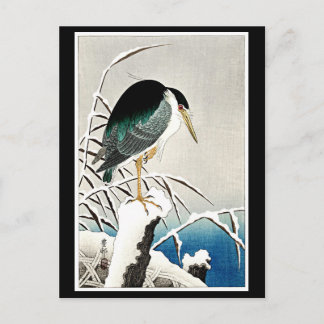 Heron in sneeuw, kunst van het Briefkaart van Ohar