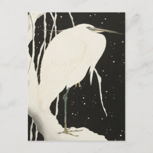 Heron in sneeuwschilderij door Ohara Koson Briefkaart