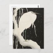Heron in sneeuwschilderij door Ohara Koson Briefkaart (Voorkant / Achterkant)