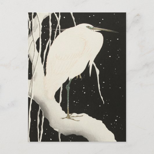 Heron in sneeuwschilderij door Ohara Koson Briefkaart (Voorkant)