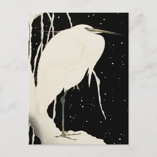 Heron in Snow -  art. 1- Ohara Koson Briefkaart (Voorkant)