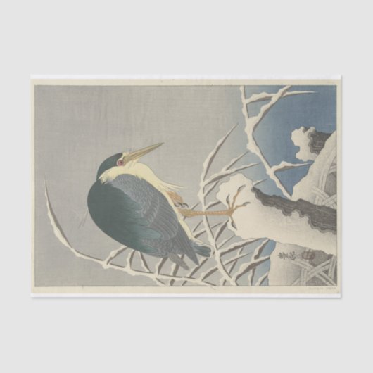 Heron in Snow door Ohara Koson Tissuepapier (Voorkant)