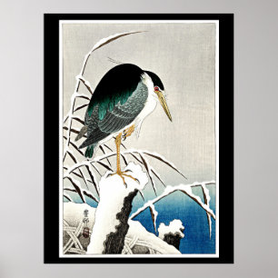 Heron in Snow, fijne kunst van Ohara Koson, Poster