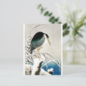 Heron in Snow, kunst van Ohara Koson Briefkaart (Staand voorkant)