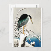 Heron in Snow, kunst van Ohara Koson Briefkaart (Voorkant / Achterkant)