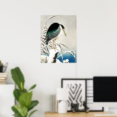 Heron in Snow, kunst van Ohara Koson Poster (Thuiskantoor)
