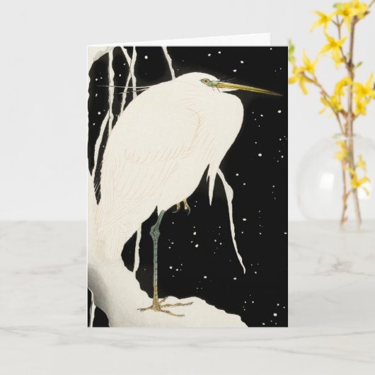Heron in Snow - Ohara Koson - kunst Kaart (Gele Bloem)
