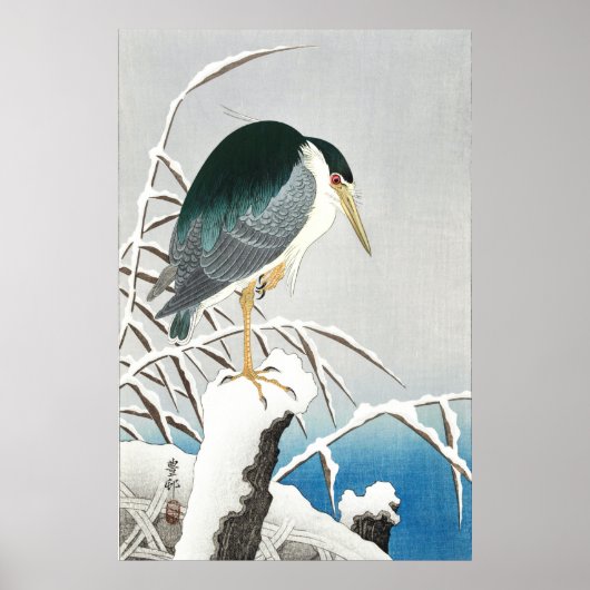 Heron in Snow - Ohara Koson -  kunst Poster (Voorkant)