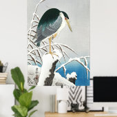 Heron in Snow - Ohara Koson -  kunst Poster (Thuiskantoor)