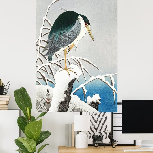 Heron in Snow - Ohara Koson - kunst Poster (Thuiskantoor)