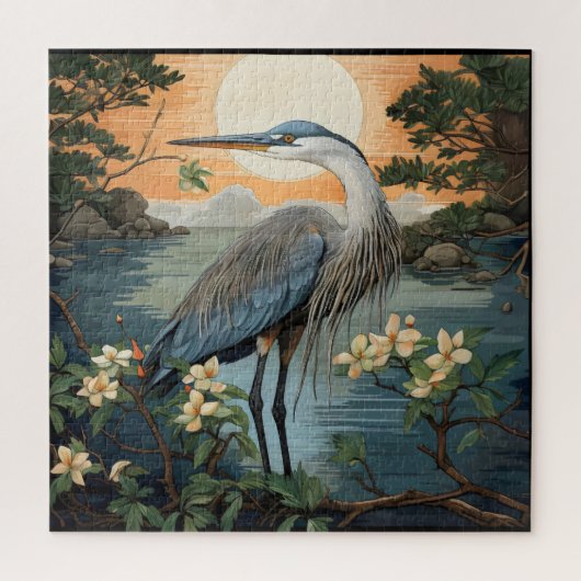 Heron in vijver legpuzzel (Verticaal)