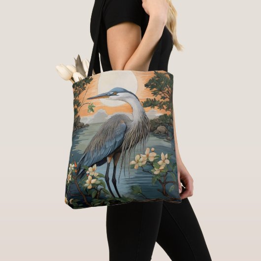 Heron in vijver tote bag (Dichtbij)