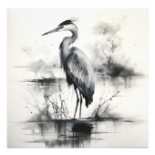 Heron inkt schilderij foto afdruk (Voorkant)