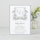 Heron Interlocking Monogram Baby Shower Kaart (Staand voorkant)
