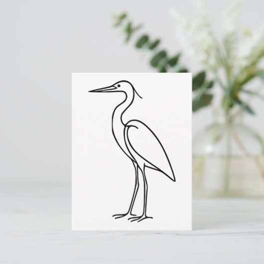 Heron Line Art – Minimalist Bird Illustration  Briefkaart (Staand voorkant)