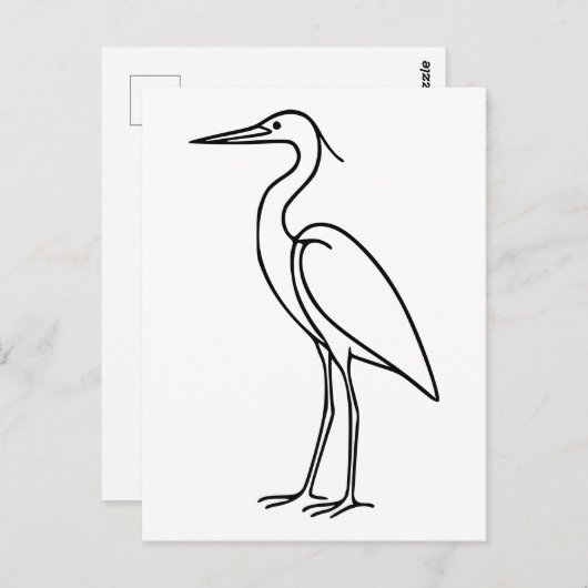 Heron Line Art – Minimalist Bird Illustration  Briefkaart (Voorkant / Achterkant)
