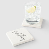 Heron Line Art – Minimalist Bird Illustration Stenen Onderzetter (Zijkant)