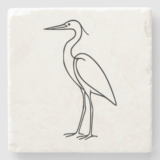 Heron Line Art – Minimalist Bird Illustration Stenen Onderzetter (Voorkant)