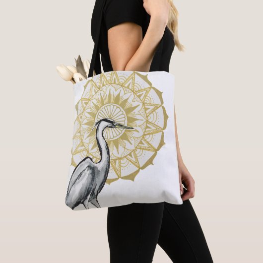 Heron Mandala Asymmetrical Print Tote Bag (Dichtbij)