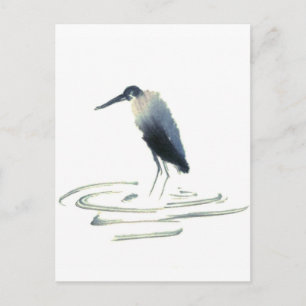 Heron Meditation Sumi-e Great Blue Heron Briefkaart