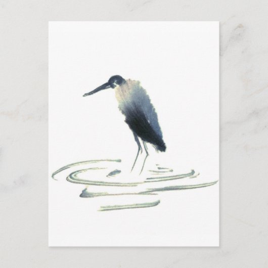 Heron Meditation Sumi-e Great Blue Heron Briefkaart (Voorkant)