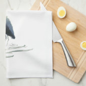 Heron Meditation Sumi-e Great Blue Heron Theedoek (Quarter Fold)