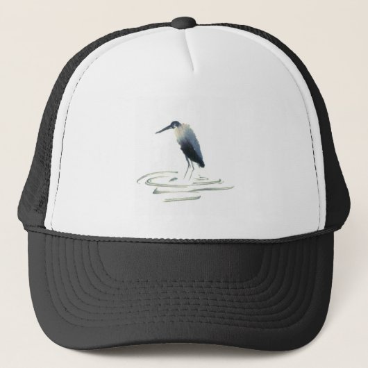 Heron Meditation Sumi-e Great Blue Heron Trucker Pet (Voorkant)